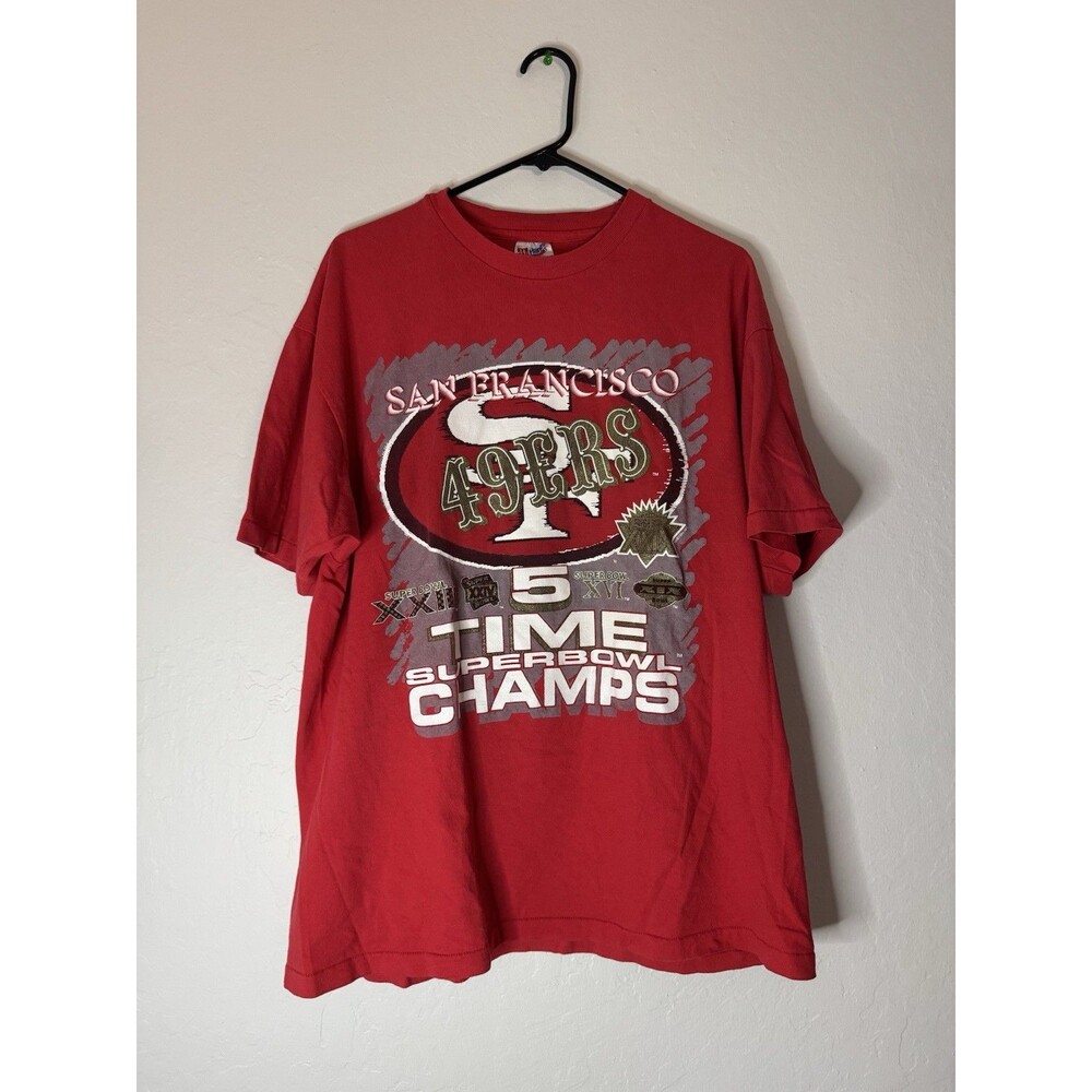 Vintage 90s San Francisco 49ers Super Bowl 5 Time Champions Shirt Size XL